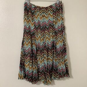 Vintage Y2K Artsy Bohemian Hippie Festival Colorful Flowy Midi Peasant Skirt L